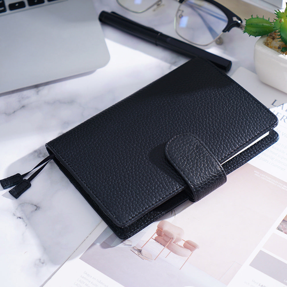Wholesale A6 Fixed Page Top Layer Cowhide Lychee Grain Notebook